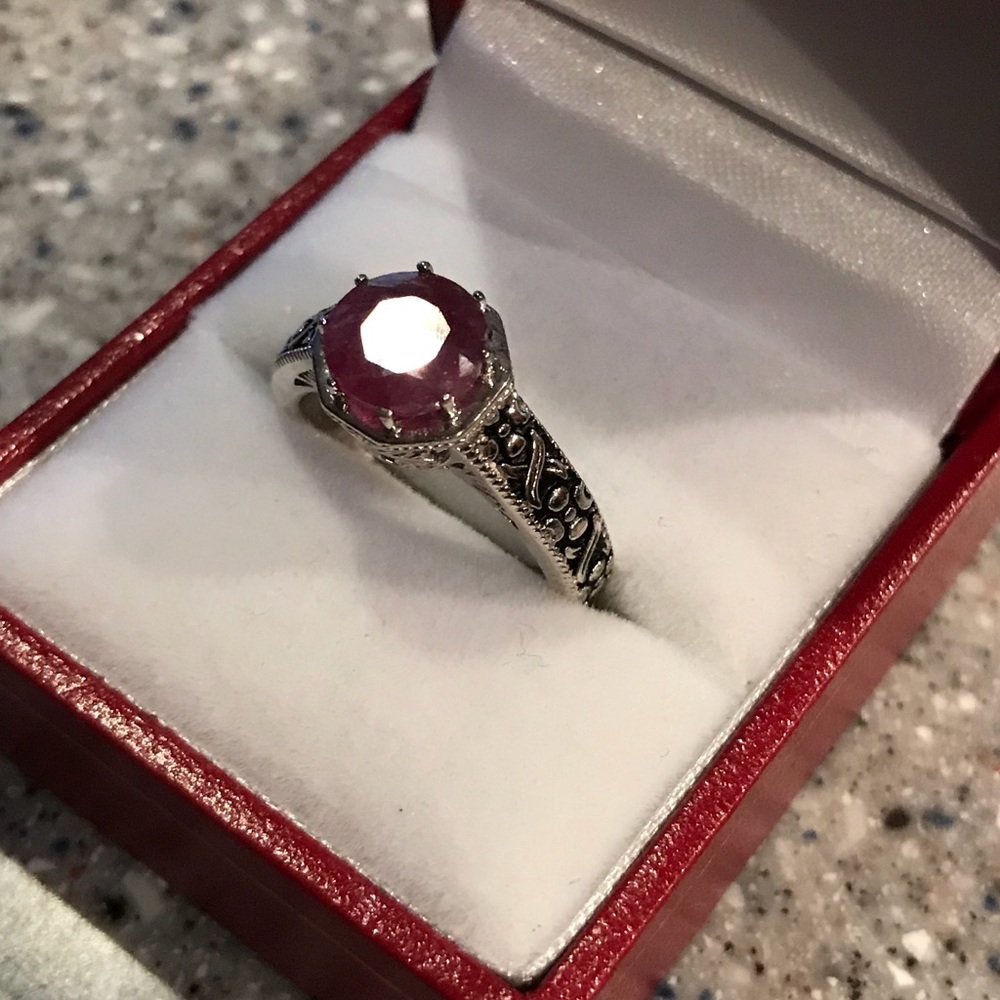 Red Cranberry Ruby 925 Sterling Silver Ring - image 2